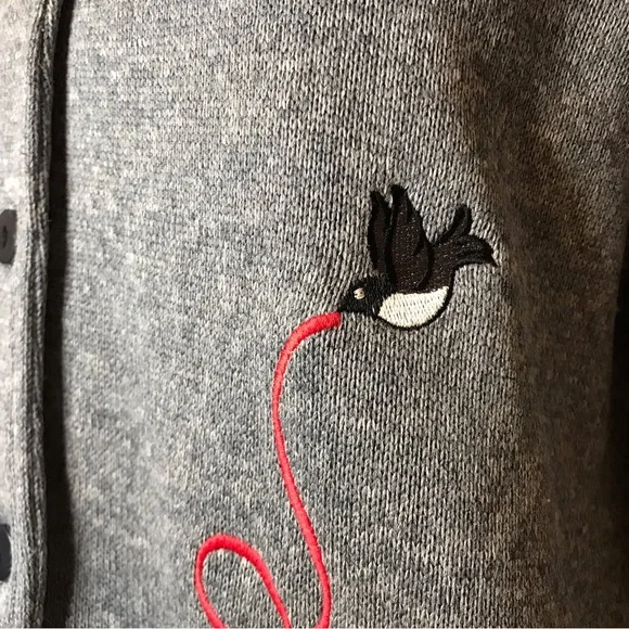 Vintage Holiday Embroidery Kitty Ugly Sweater Christmas Button Festive 90's Y2K - Picture 12 of 16